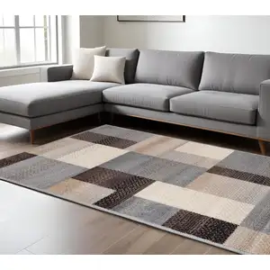 Photo of Patchwork Power Loom Stain Resistant Area Rug