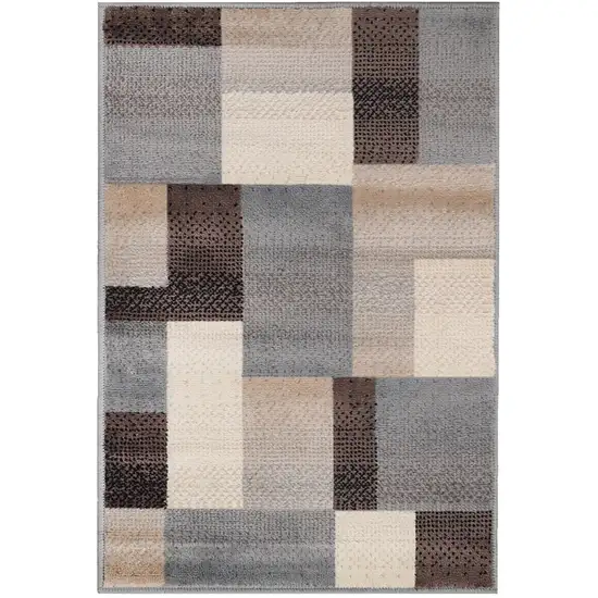 Gray Tan And Brown Patchwork Area Rug Photo 2