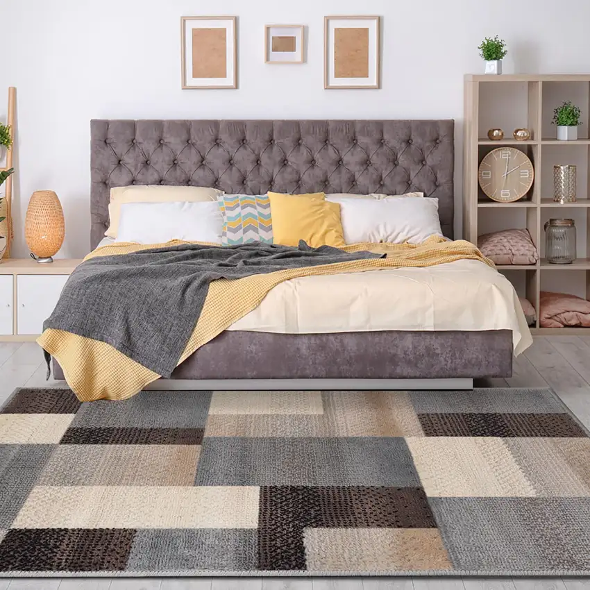 Gray Tan And Brown Patchwork Area Rug Photo 8