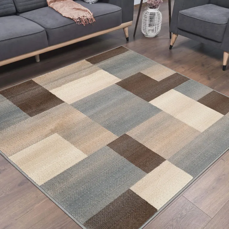 Patchwork Power Loom Stain Resistant Area Rug Photo 4