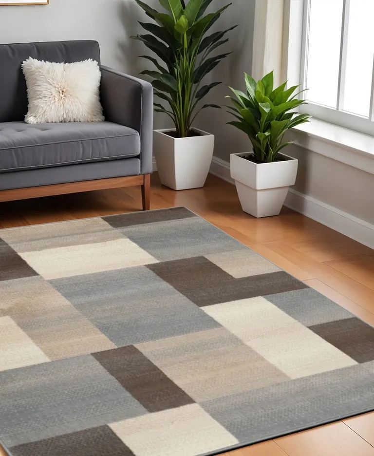Patchwork Power Loom Stain Resistant Area Rug Photo 1