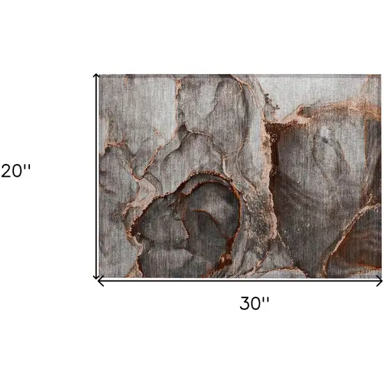 Peach Abstract Washable Non Skid Indoor Outdoor Area Rug Photo 3