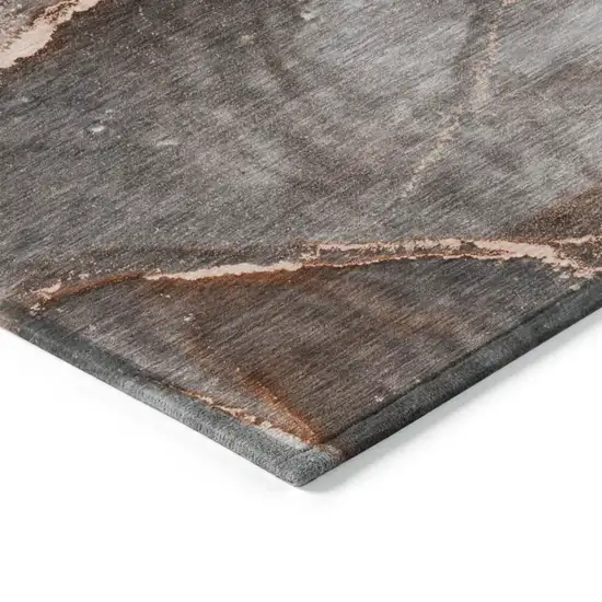 Peach Abstract Washable Non Skid Indoor Outdoor Area Rug Photo 6