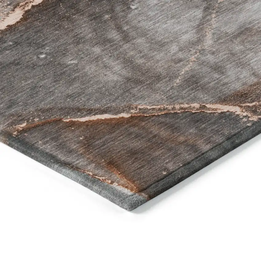 Peach Abstract Washable Non Skid Indoor Outdoor Area Rug Photo 6