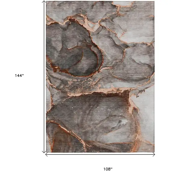 Peach Abstract Washable Indoor Outdoor Area Rug Photo 3