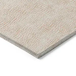 Photo of Peach And Beige Geometric Washable Indoor Outdoor Area Rug