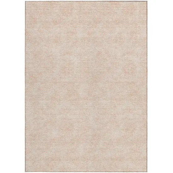 Peach And Beige Geometric Washable Indoor Outdoor Area Rug Photo 5