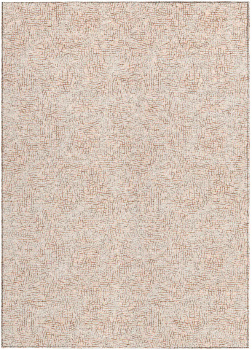 Peach And Beige Geometric Washable Indoor Outdoor Area Rug Photo 5