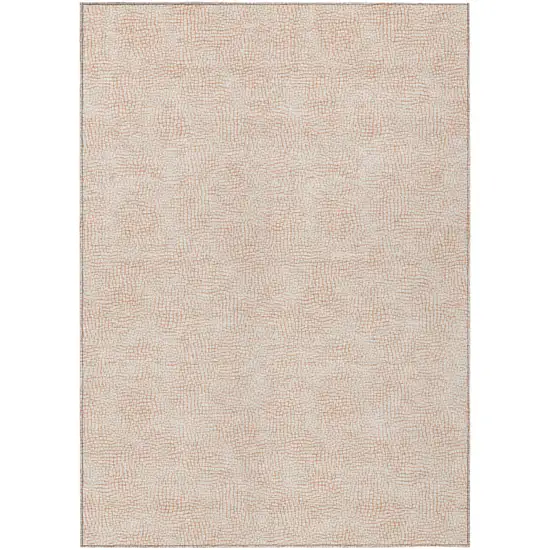 Peach And Beige Geometric Washable Indoor Outdoor Area Rug Photo 2