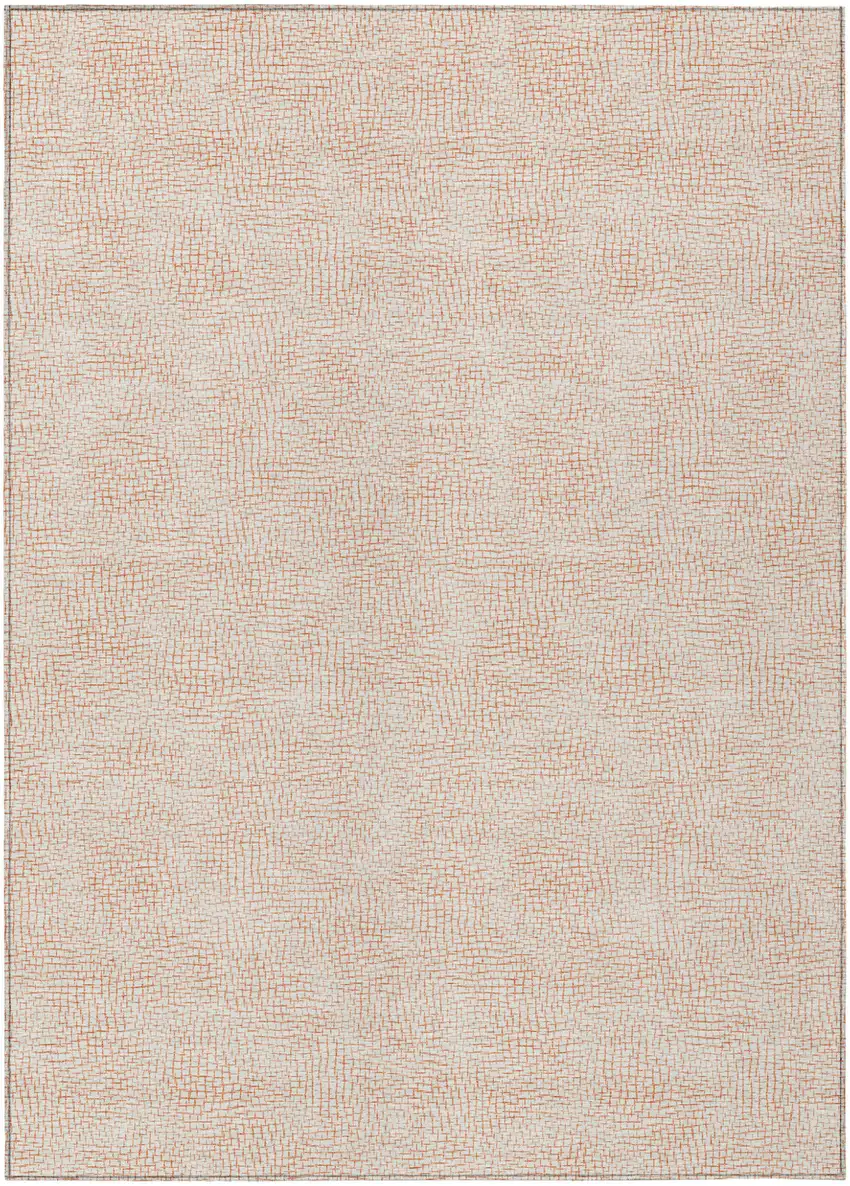 Peach And Beige Geometric Washable Indoor Outdoor Area Rug Photo 2