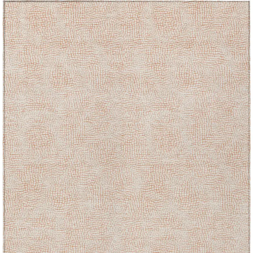 Peach And Beige Geometric Washable Indoor Outdoor Area Rug Photo 5