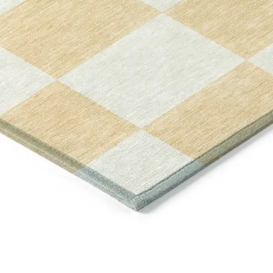 Peach And Beige Geometric Washable Indoor Outdoor Area Rug Photo 4