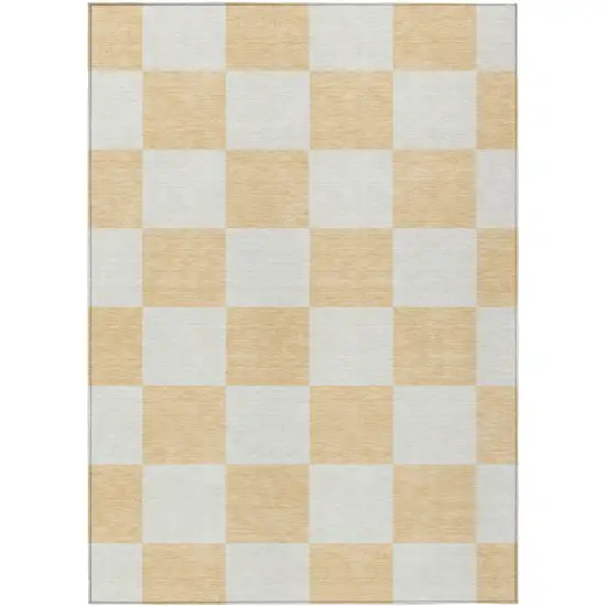 Peach And Beige Geometric Washable Indoor Outdoor Area Rug Photo 2