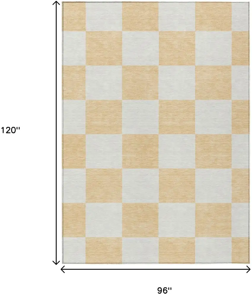 Peach And Beige Geometric Washable Indoor Outdoor Area Rug Photo 3