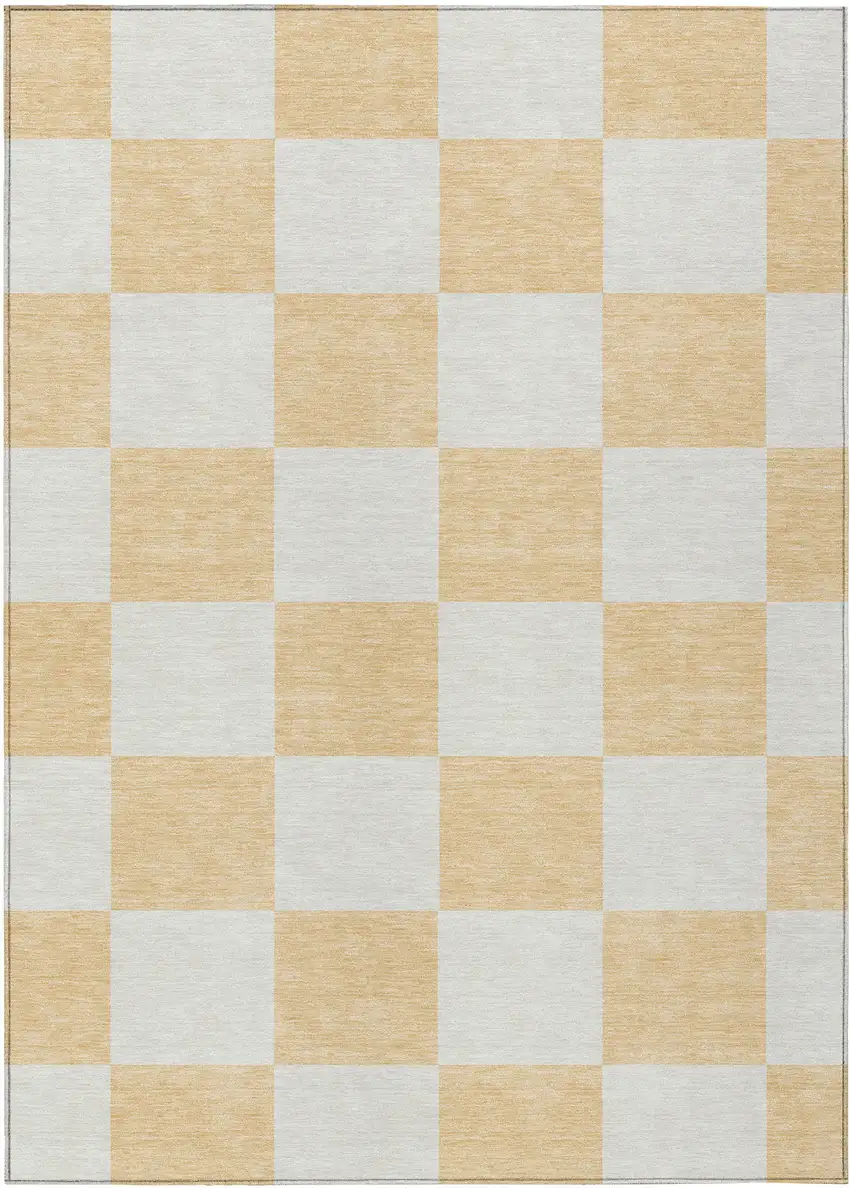 Peach And Beige Geometric Washable Indoor Outdoor Area Rug Photo 2