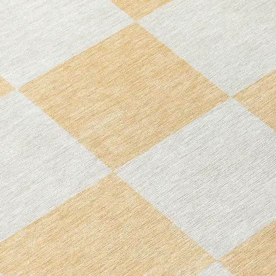 Peach And Beige Geometric Washable Indoor Outdoor Area Rug Photo 8