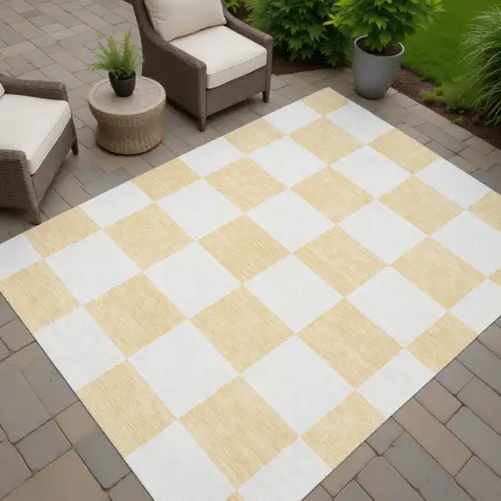 Peach And Beige Geometric Washable Indoor Outdoor Area Rug Photo 6