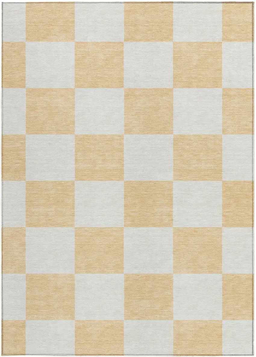 Peach And Beige Geometric Washable Indoor Outdoor Area Rug Photo 4