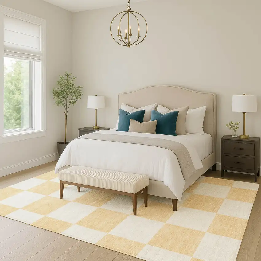 Peach And Beige Geometric Washable Indoor Outdoor Area Rug Photo 8