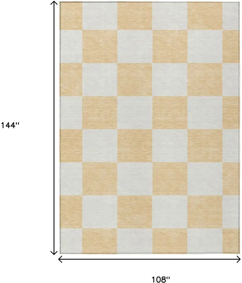 Peach And Beige Geometric Washable Indoor Outdoor Area Rug Photo 3