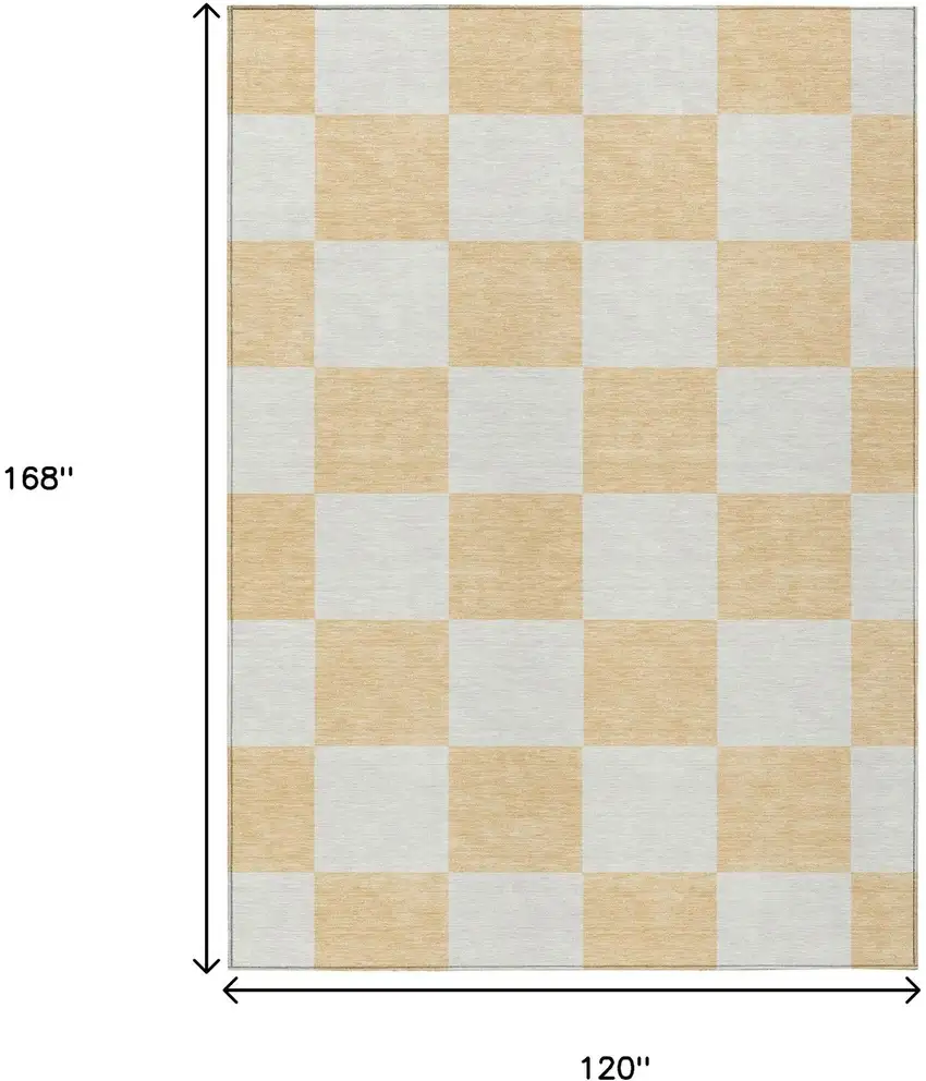 Peach And Beige Geometric Washable Indoor Outdoor Area Rug Photo 3