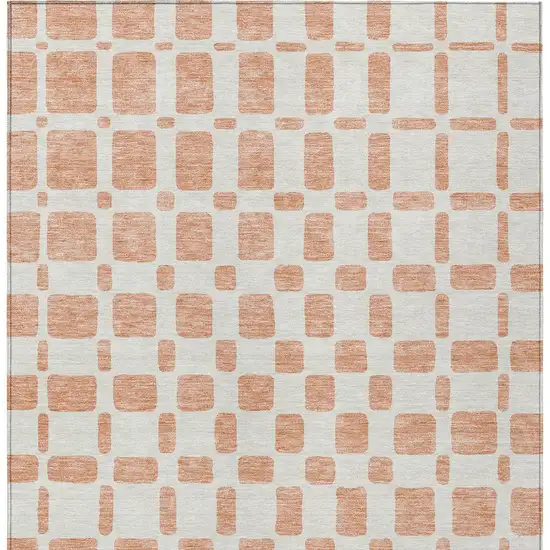 Peach And Beige Geometric Washable Indoor Outdoor Area Rug Photo 8