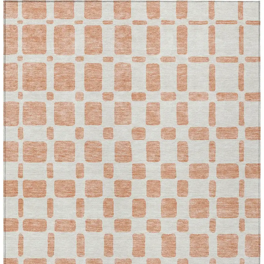 Peach And Beige Geometric Washable Indoor Outdoor Area Rug Photo 8