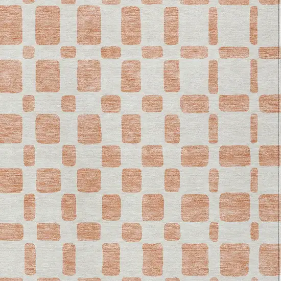 Peach And Beige Geometric Washable Indoor Outdoor Area Rug Photo 7