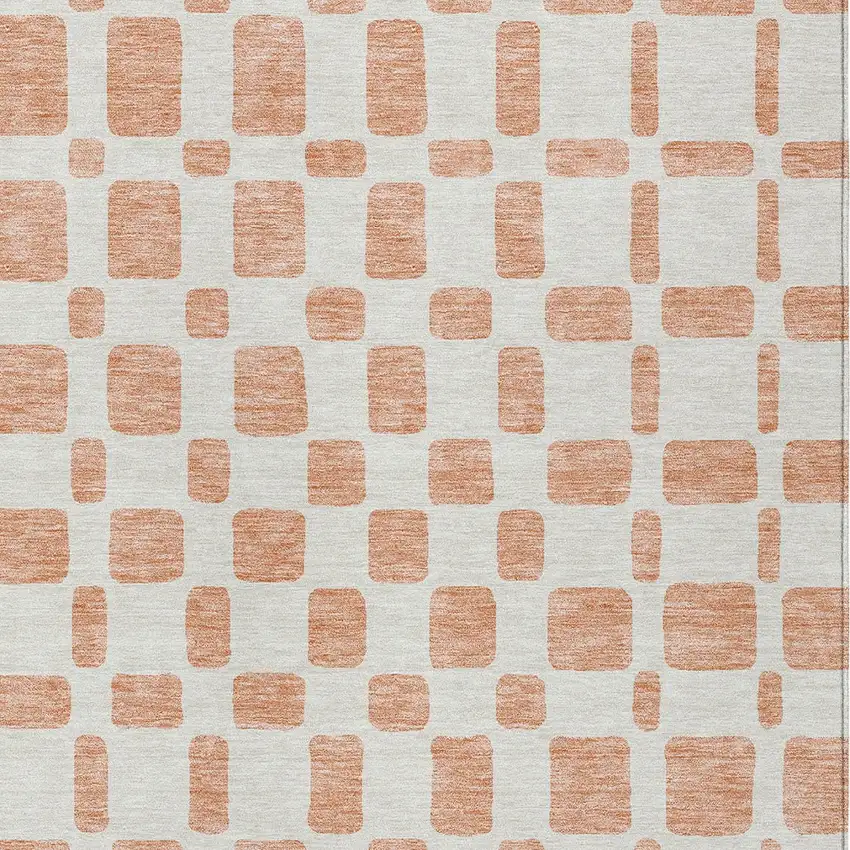 Peach And Beige Geometric Washable Indoor Outdoor Area Rug Photo 7