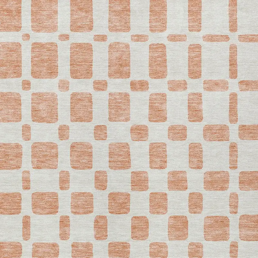 Peach And Beige Geometric Washable Indoor Outdoor Area Rug Photo 7