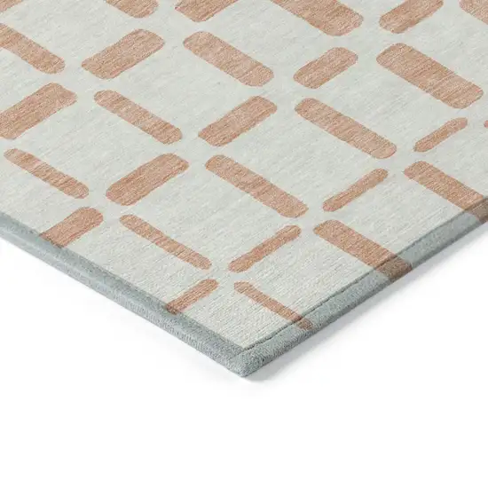 Peach And Beige Geometric Washable Indoor Outdoor Area Rug Photo 5