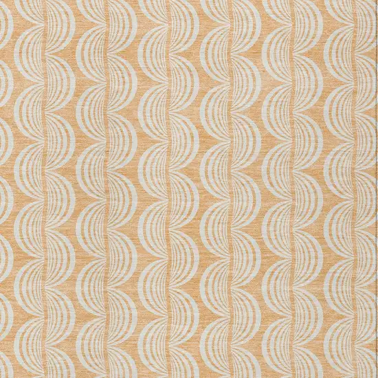 Peach And Beige Ogee Washable Indoor Outdoor Area Rug Photo 5