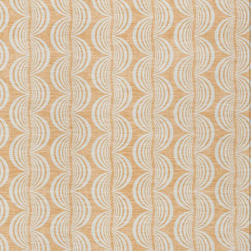 Peach And Beige Ogee Washable Indoor Outdoor Area Rug Photo 5