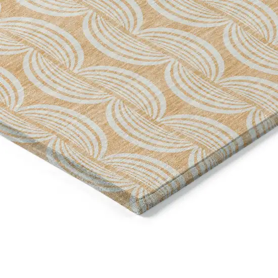 Peach And Beige Ogee Washable Indoor Outdoor Area Rug Photo 4