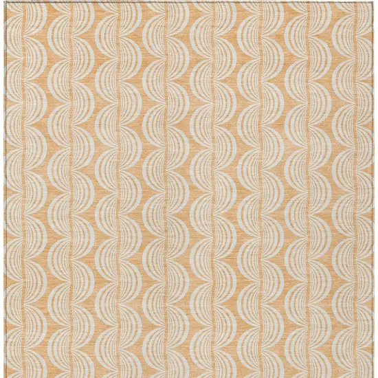 Peach And Beige Ogee Washable Indoor Outdoor Area Rug Photo 5