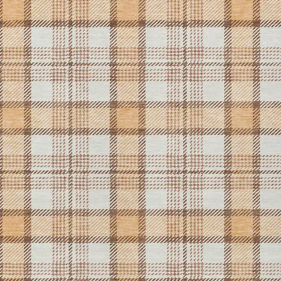 Peach And Beige Plaid Washable Indoor Outdoor Area Rug Photo 4