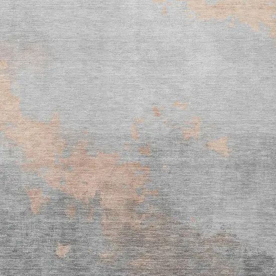 Peach And Charcoal Abstract Washable Indoor Outdoor Area Rug Photo 4