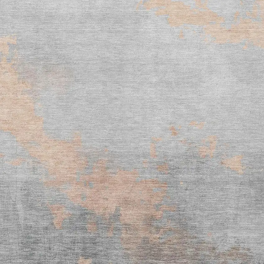 Peach And Charcoal Abstract Washable Indoor Outdoor Area Rug Photo 3