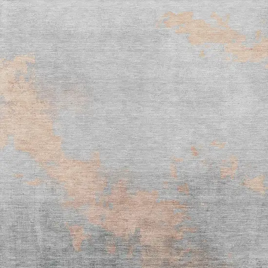 Peach And Charcoal Abstract Washable Indoor Outdoor Area Rug Photo 4