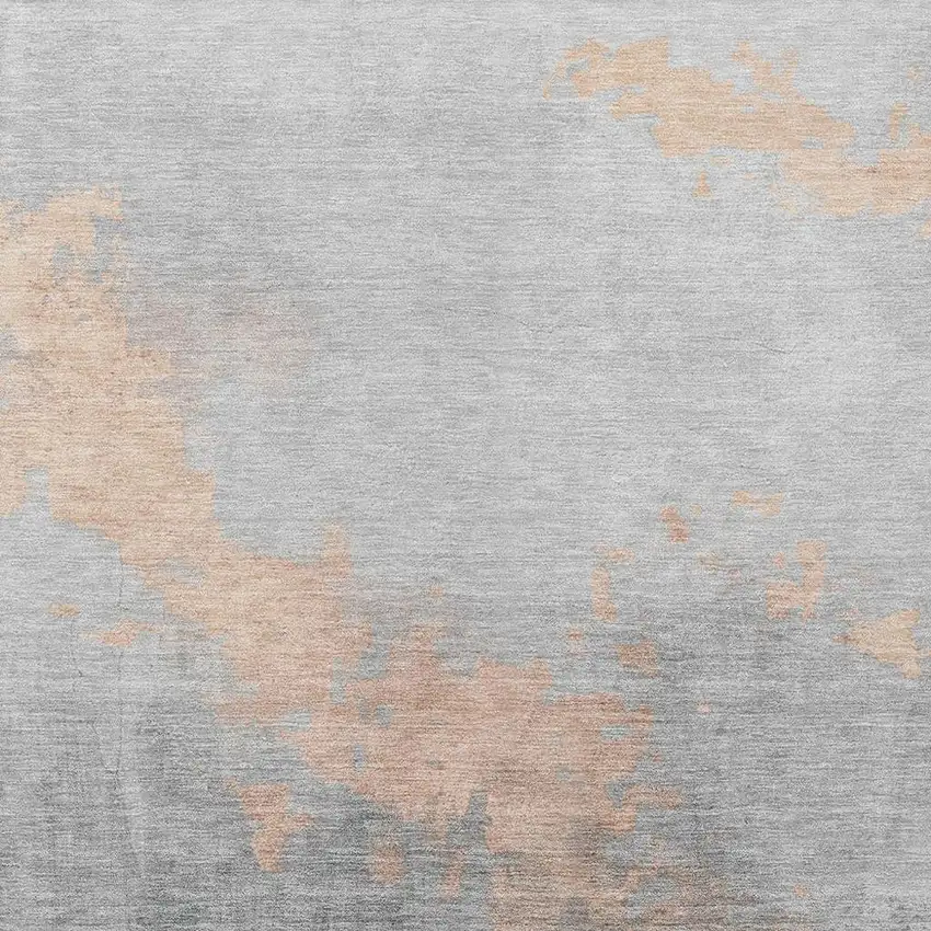 Peach And Charcoal Abstract Washable Indoor Outdoor Area Rug Photo 4