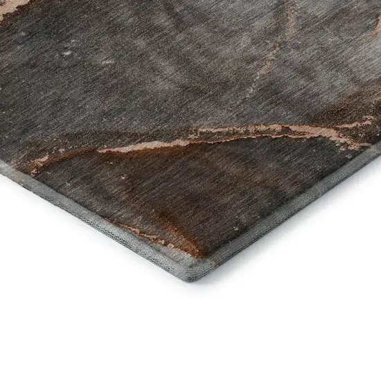 Peach And Gray Abstract Washable Area Rug With UV Protection Photo 8