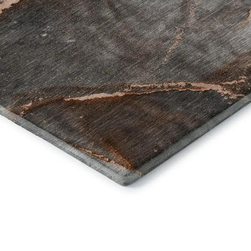 Peach And Gray Abstract Washable Area Rug With UV Protection Photo 8