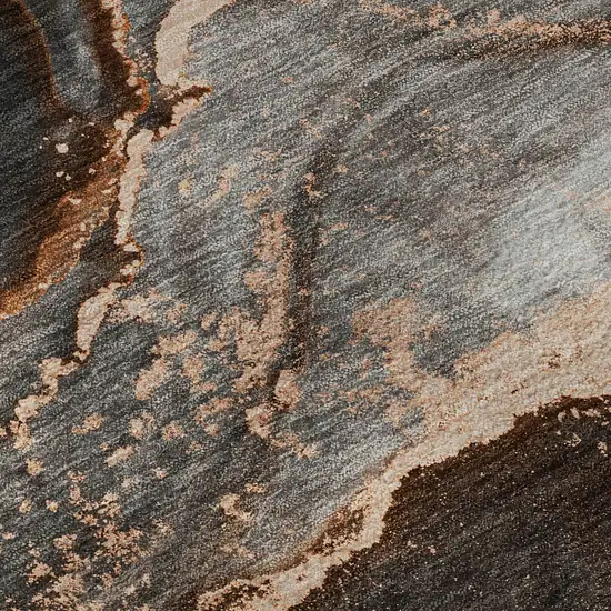 Peach And Gray Abstract Washable Area Rug With UV Protection Photo 3