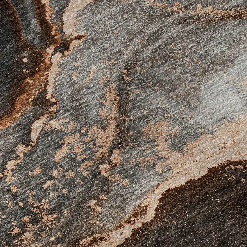 Peach And Gray Abstract Washable Area Rug With UV Protection Photo 3