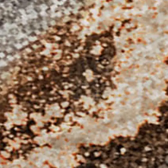 Peach And Gray Abstract Washable Area Rug With UV Protection Photo 4