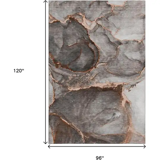 Peach And Gray Abstract Washable Area Rug With UV Protection Photo 7