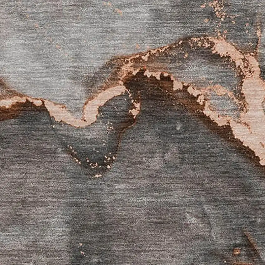 Peach And Gray Abstract Washable Area Rug With UV Protection Photo 8