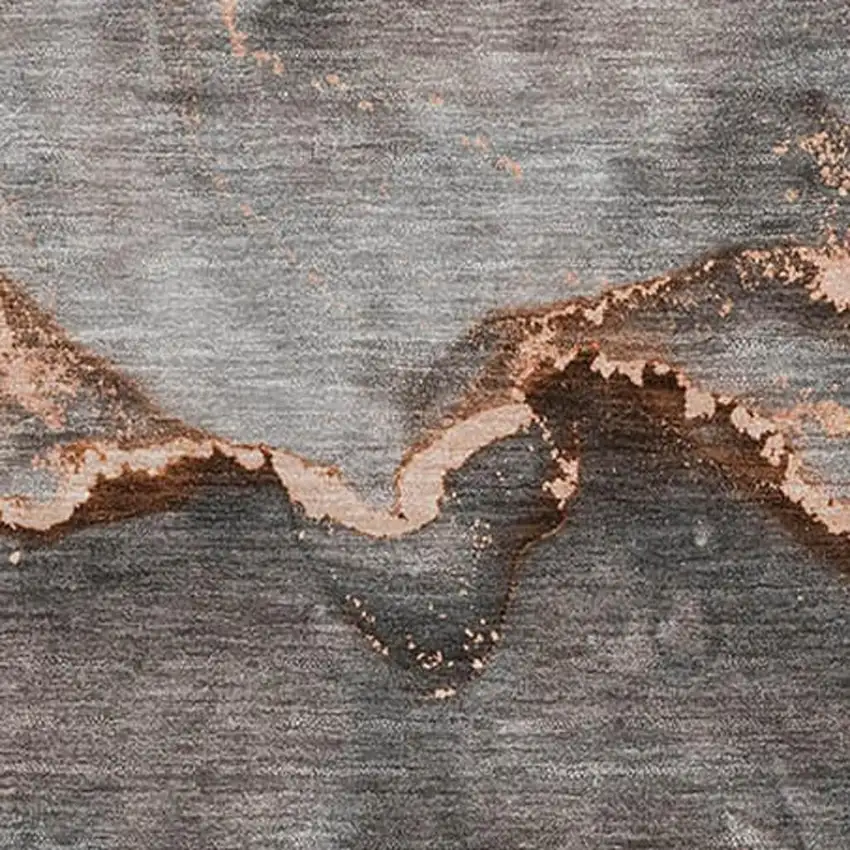 Peach And Gray Abstract Washable Area Rug With UV Protection Photo 8