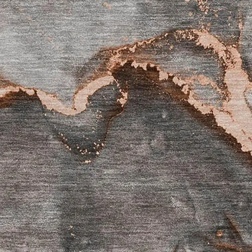 Peach And Gray Abstract Washable Area Rug With UV Protection Photo 3