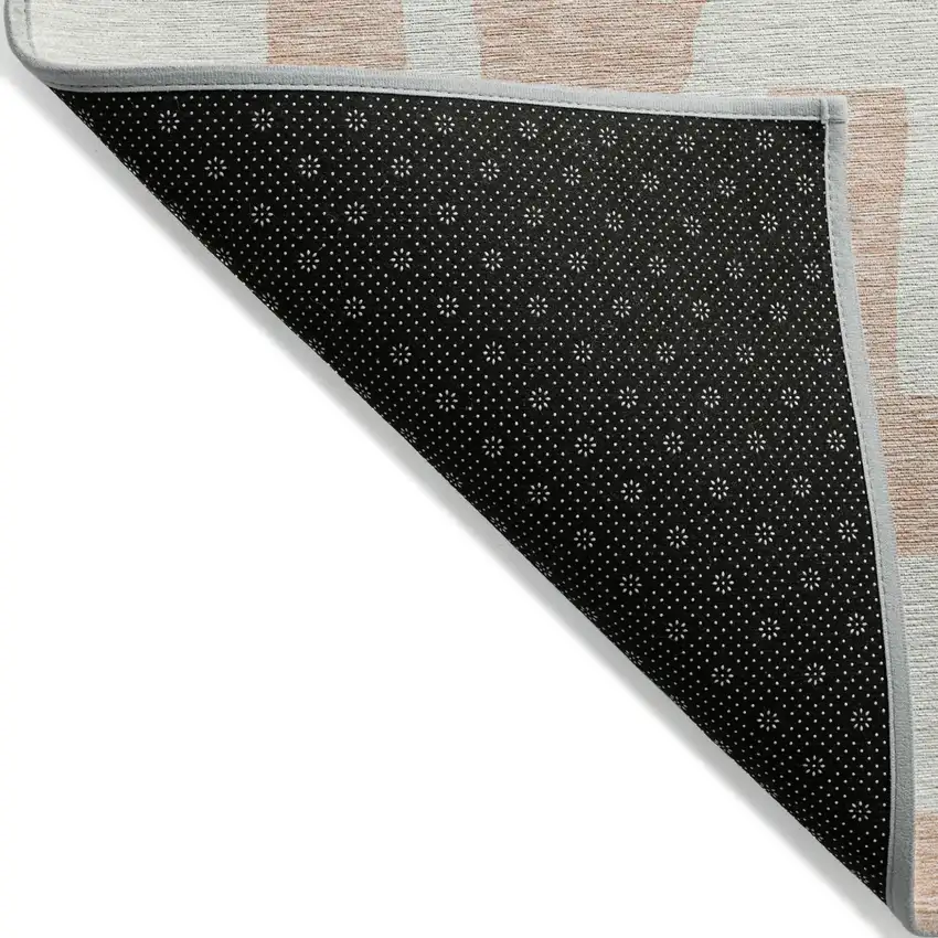 Peach And Gray Abstract Washable Indoor Outdoor Area Rug Photo 4